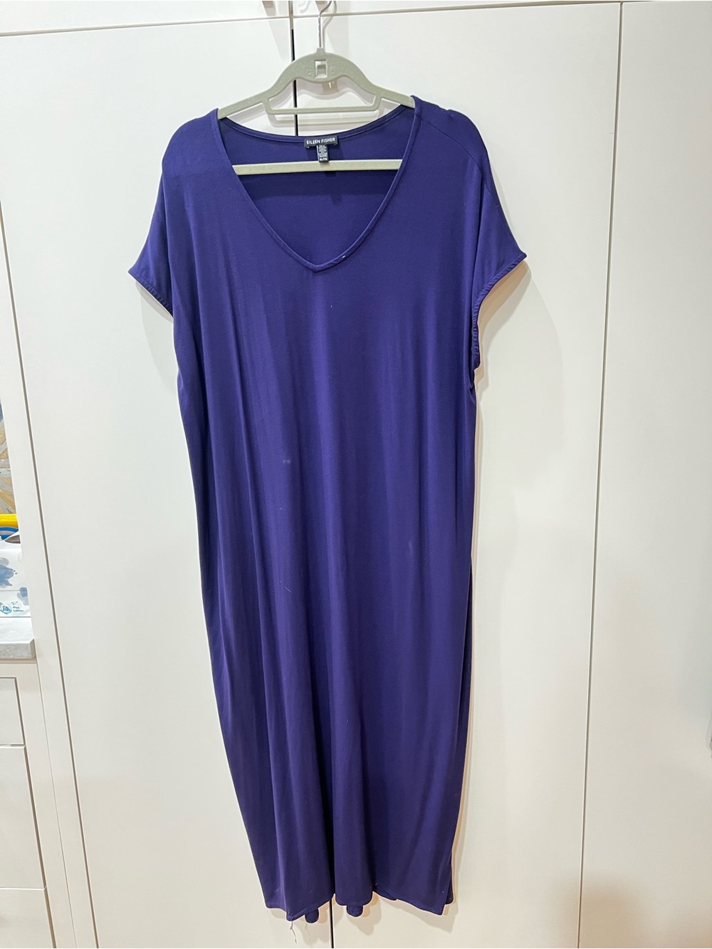 Eileen Fisher Violet V-Neck Stretch Jersey Dress